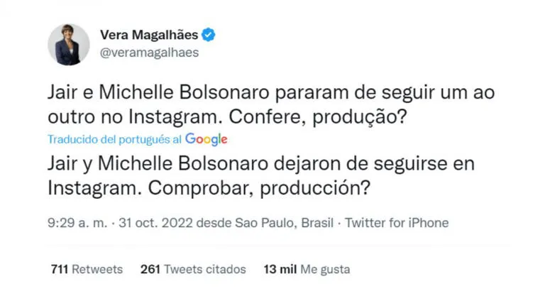 Michele Bolsonaro desmintió los rumores de una crisis matrimonial: "Seguimos firmes y unidos"