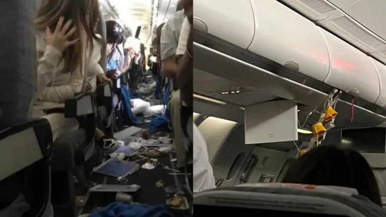 Terror en el aire: las fotos que muestran lo que vivieron los pasajeros del vuelo afectado por turbu