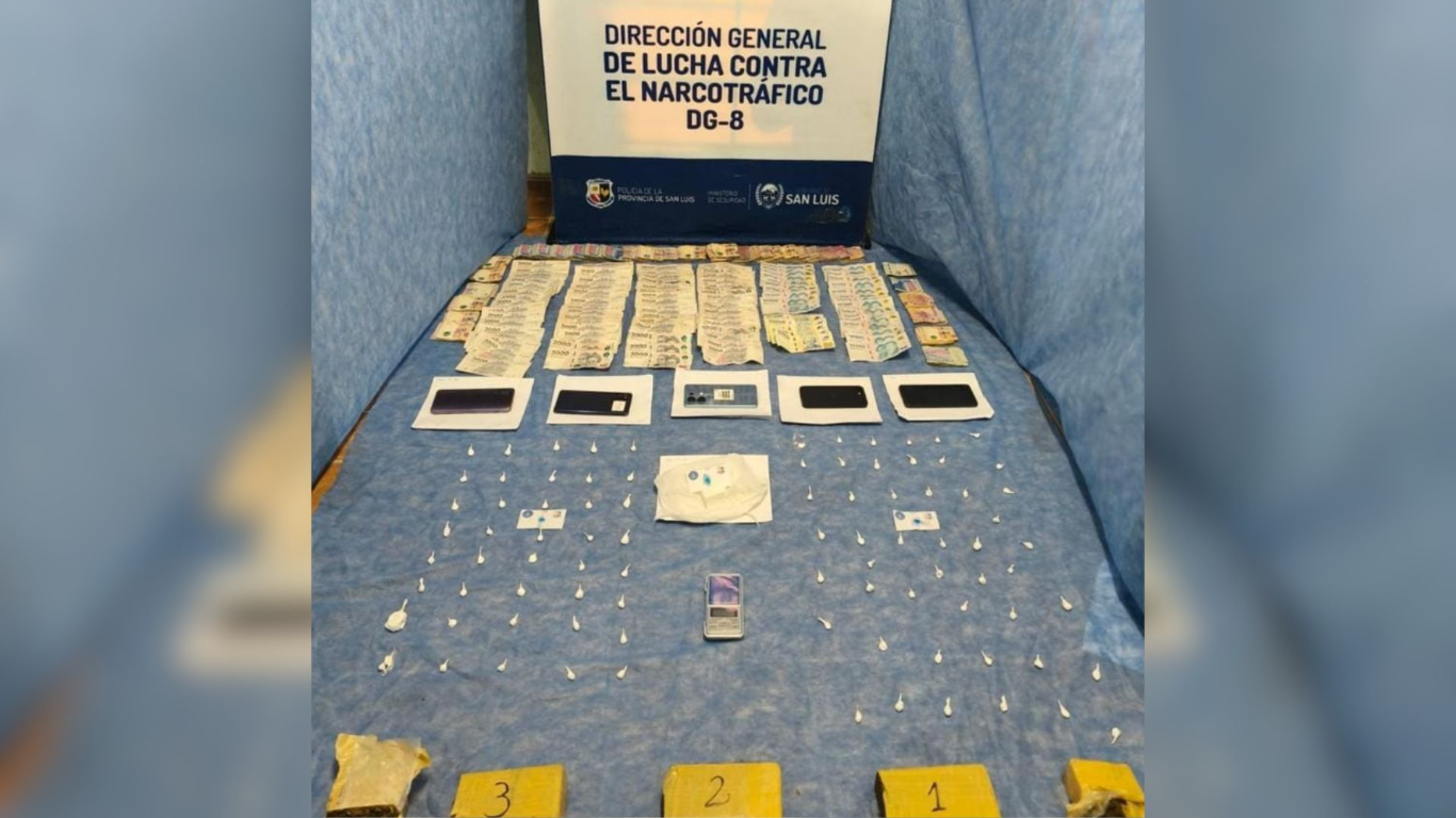 Golpe al narcotráfico en Villa Mercedes: dos detenidos y droga valuada en $20 millones